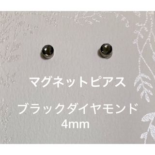 マグネットピアス  ブラックダイヤモンド4mm×Gキャッチ(イヤリング)