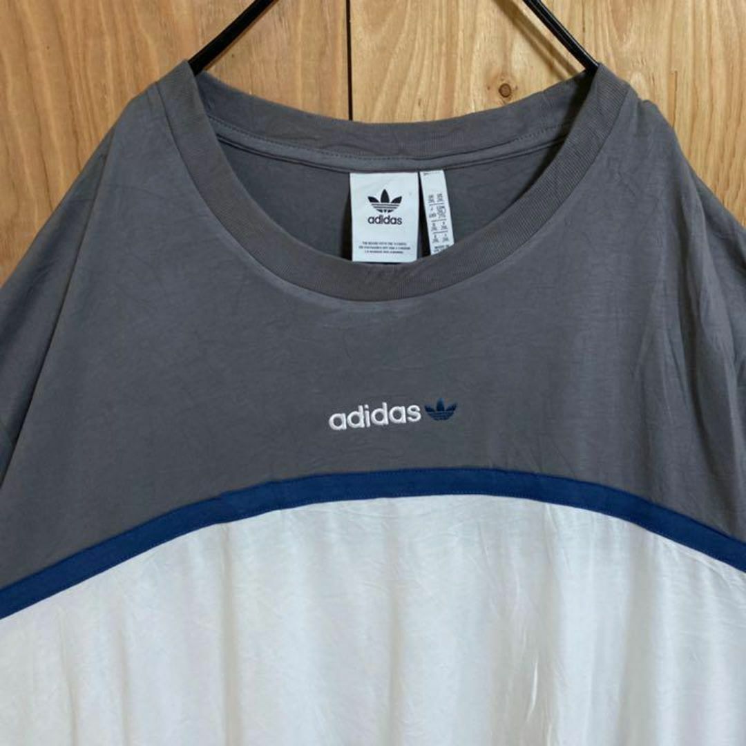 adidas(アディダス)のアディダス ロゴ トレフォイル Tシャツ グレー 薄手 USA古着 灰色 半袖 メンズのトップス(Tシャツ/カットソー(半袖/袖なし))の商品写真