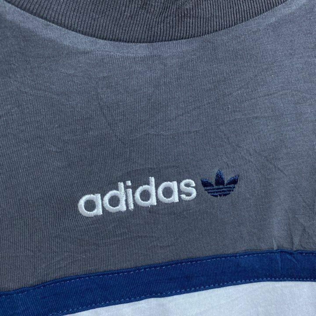 adidas(アディダス)のアディダス ロゴ トレフォイル Tシャツ グレー 薄手 USA古着 灰色 半袖 メンズのトップス(Tシャツ/カットソー(半袖/袖なし))の商品写真