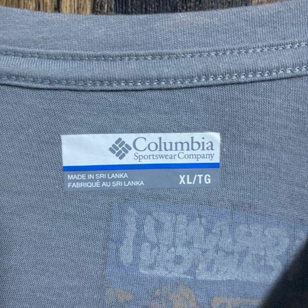 Columbia(コロンビア)のコロンビア アウトドア バックプリント Tシャツ ブルーグレー USA古着 半袖 メンズのトップス(Tシャツ/カットソー(半袖/袖なし))の商品写真