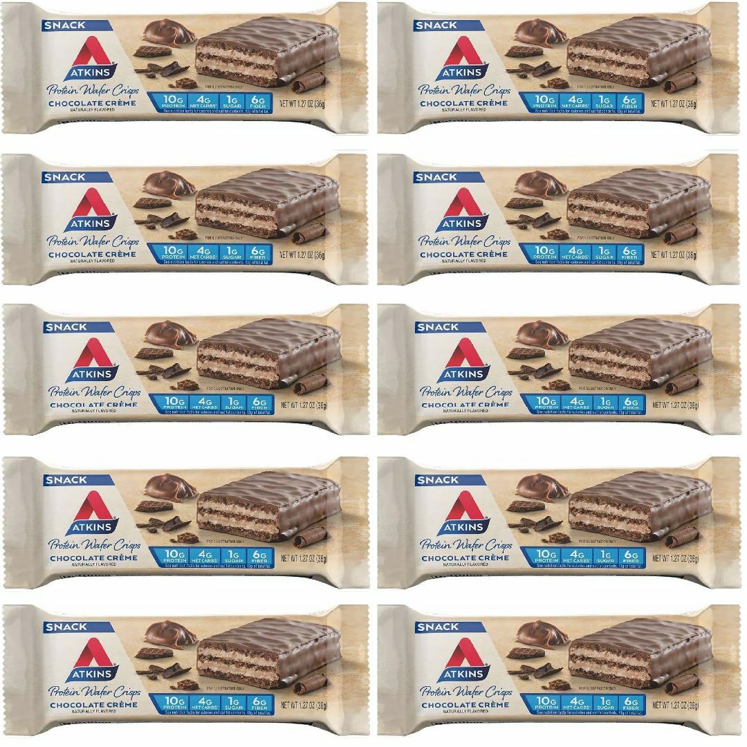 ★アトキンス 低糖質 ウエハース プロテインバー チョコレートクリーム味 10本 食品/飲料/酒の健康食品(プロテイン)の商品写真