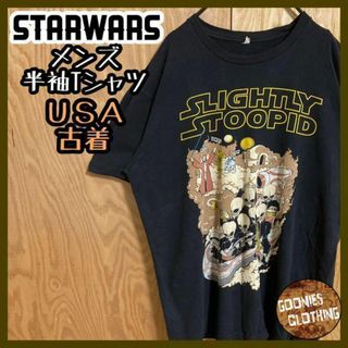 スターウォーズ キャラクター Tシャツ プリント メンズ USA古着 黒 半袖(Tシャツ/カットソー(半袖/袖なし))