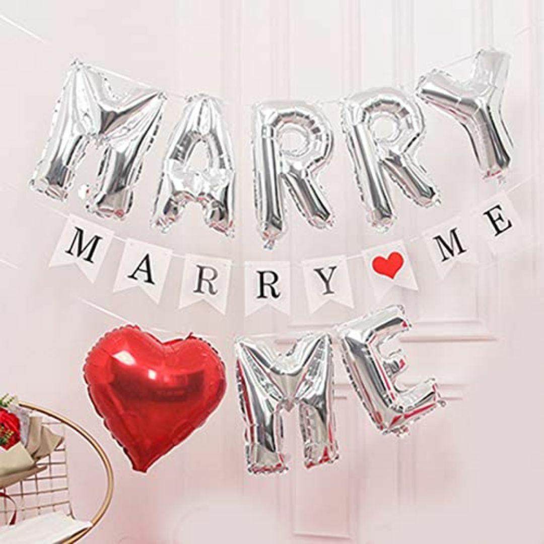 【色: シルバーSET】BTZO 風船 バルーン プロポーズ MARRY ME  キッズ/ベビー/マタニティのキッズ/ベビー/マタニティ その他(その他)の商品写真