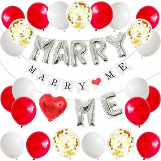 【色: シルバーSET】BTZO 風船 バルーン プロポーズ MARRY ME (その他)