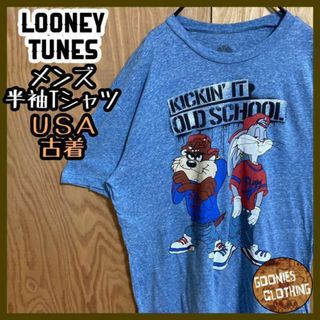 ルーニートゥーンズ キャラクター Tシャツ USA古着 90s 半袖 ブルー M(Tシャツ/カットソー(半袖/袖なし))