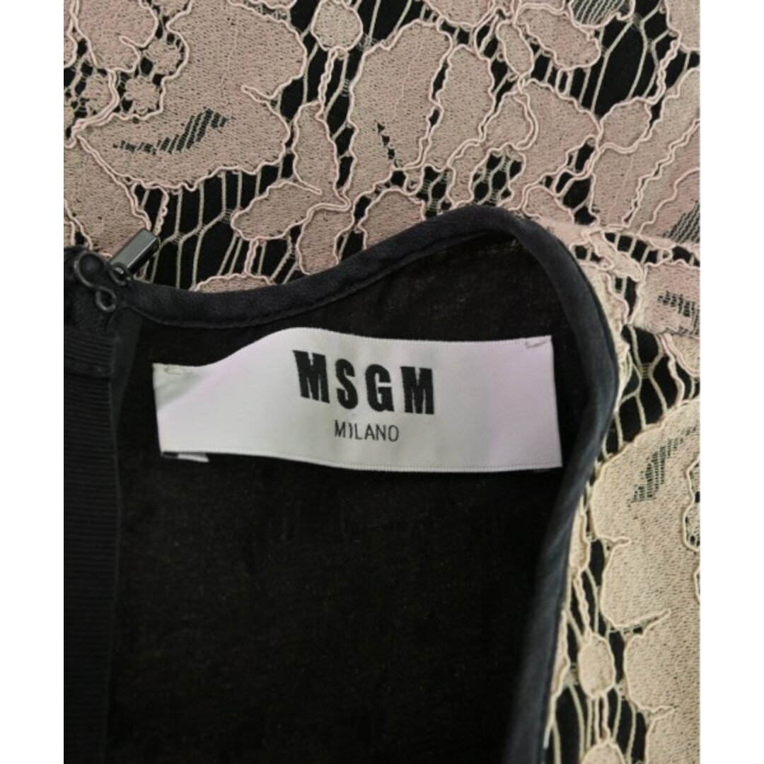 MSGM(エムエスジイエム)のMSGM エムエスジーエム ブラウス 46(XL位) ベージュx黒x青 【古着】【中古】 レディースのトップス(シャツ/ブラウス(長袖/七分))の商品写真