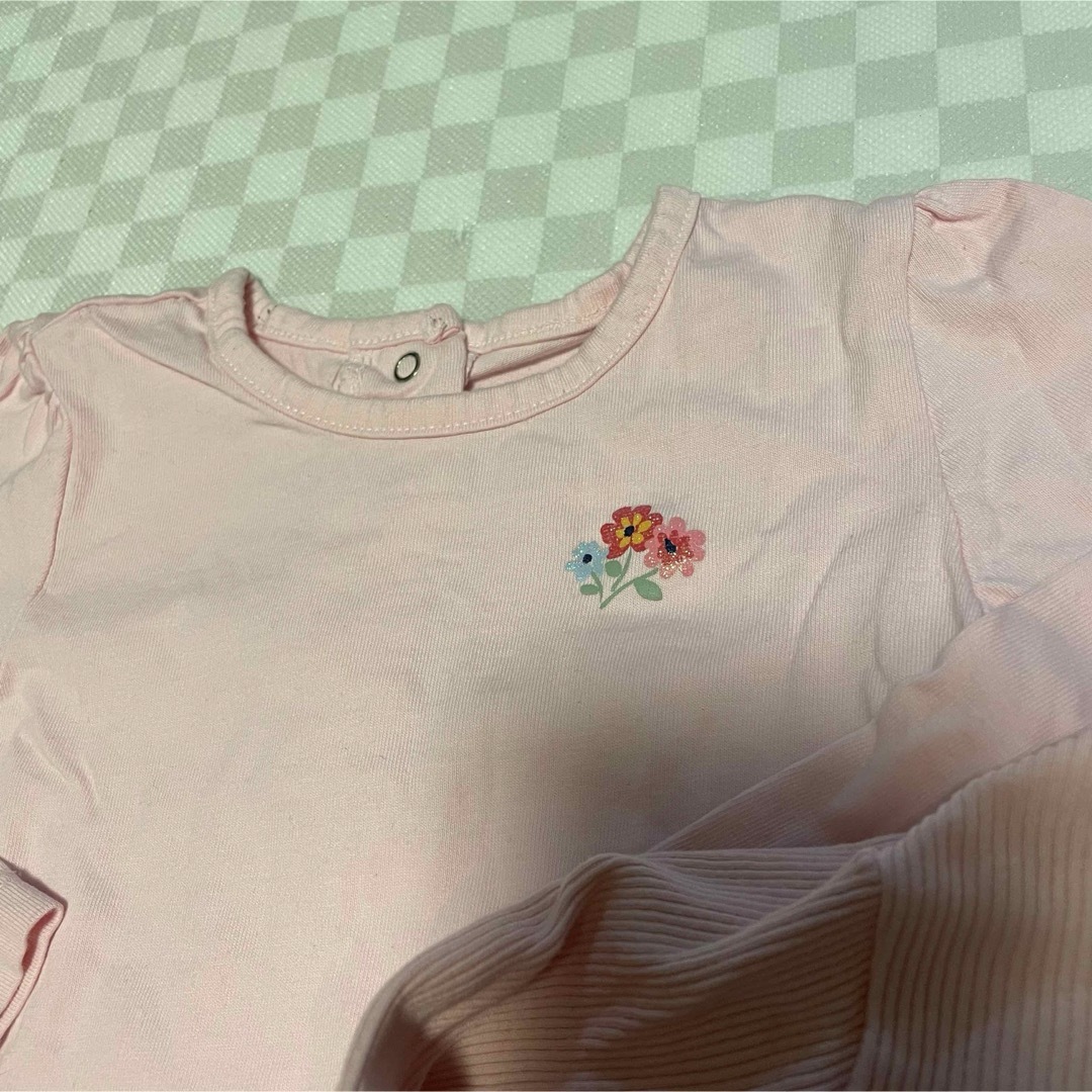 familiar(ファミリア)のお花 フリル ピンク 長袖Tシャツセット キッズ/ベビー/マタニティのキッズ服女の子用(90cm~)(Tシャツ/カットソー)の商品写真