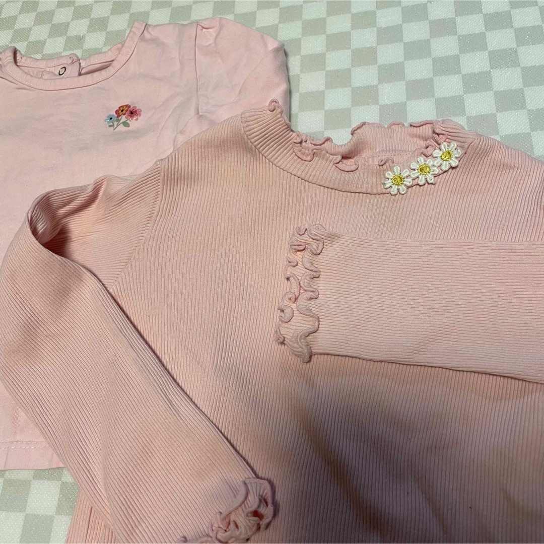 familiar(ファミリア)のお花 フリル ピンク 長袖Tシャツセット キッズ/ベビー/マタニティのキッズ服女の子用(90cm~)(Tシャツ/カットソー)の商品写真