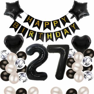 28歳 誕生日 バルーン 風船 飾り付け セット 数字バルーン 28 HAPPY(その他)