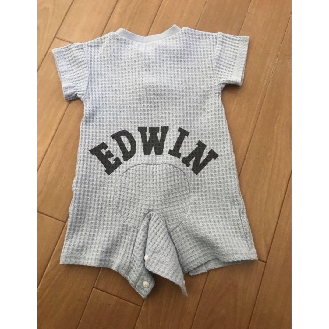 EDWIN(エドウィン)のEDWIN 半袖ロンパース　前開き　50-60 ブルー　新生児服　出産準備 キッズ/ベビー/マタニティのベビー服(~85cm)(ロンパース)の商品写真