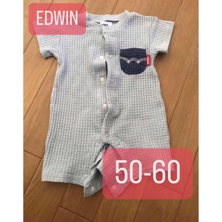 EDWIN - EDWIN 半袖ロンパース　前開き　50-60 ブルー　新生児服　出産準備