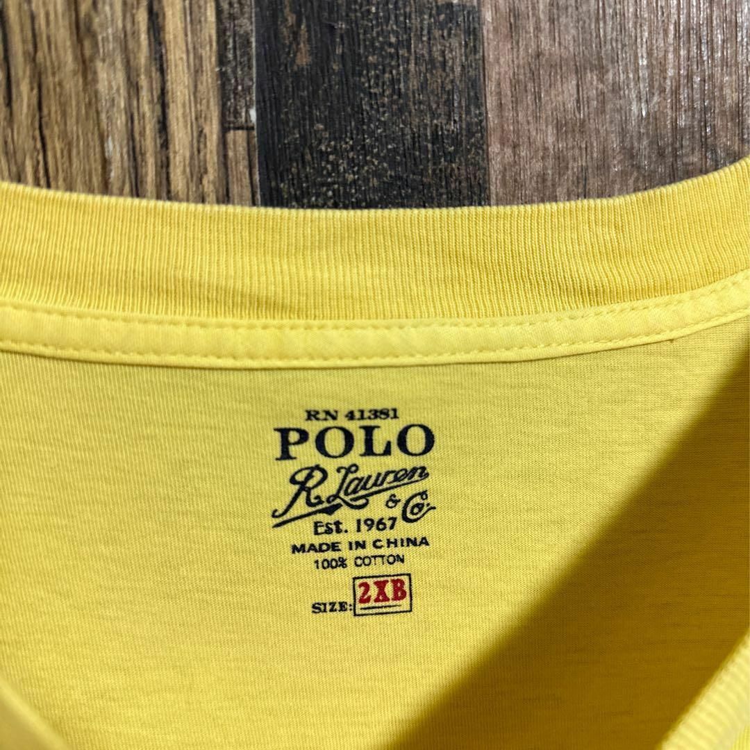 POLO RALPH LAUREN(ポロラルフローレン)のラルフローレン Tシャツ 半袖 イエロー 胸ポケット ロゴ 2XB USA古着 メンズのトップス(Tシャツ/カットソー(半袖/袖なし))の商品写真