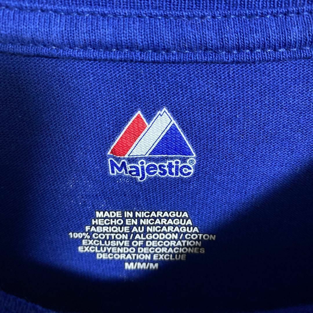 Majestic(マジェスティック)のマジェスティック メンズ 半袖 Tシャツ 青 ゲームシャツ USA古着 90s メンズのトップス(Tシャツ/カットソー(半袖/袖なし))の商品写真