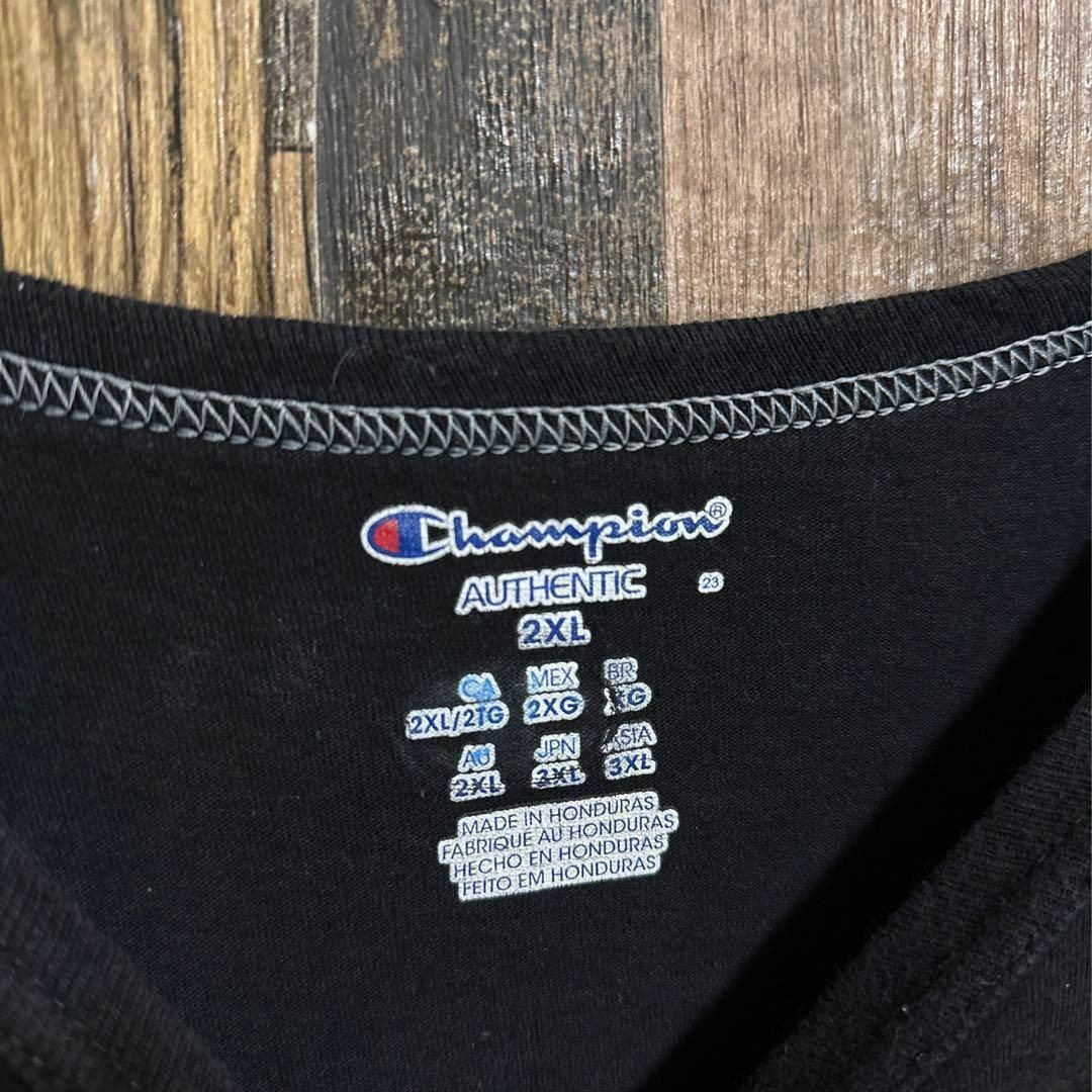 Champion(チャンピオン)のチャンピオン タンクトップ ノースリーブ ブラック 2XL ロゴ 黒 USA古着 メンズのトップス(Tシャツ/カットソー(半袖/袖なし))の商品写真