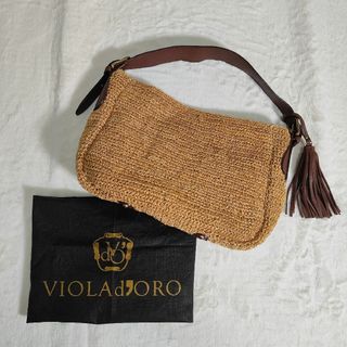 VIOLAd'ORO - 【美品】 ヴィオラドーロ ショルダーバッグ かごバッグ タッセル ラフィア