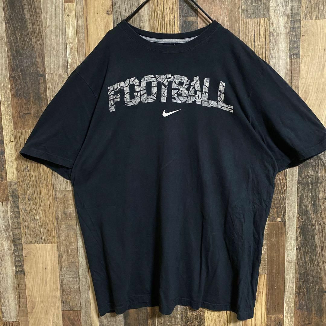 NIKE(ナイキ)のナイキ メンズ 半袖 Tシャツ 黒 フットボール ロゴ T 2XL USA古着 メンズのトップス(Tシャツ/カットソー(半袖/袖なし))の商品写真