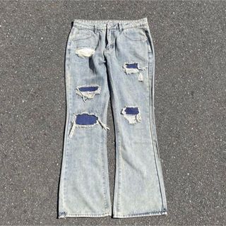 VINTAGE - vintage y2kフレアデニム　ダメージデニム　ブーツカットデニム　グランジ