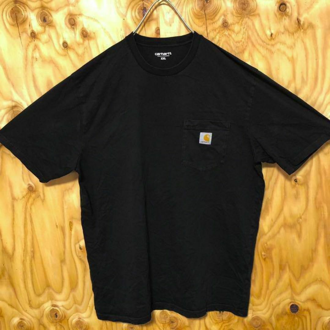 ポケット ワンポイント ブラック USA古着 90s 半袖 Tシャツ カーハート メンズのトップス(Tシャツ/カットソー(半袖/袖なし))の商品写真
