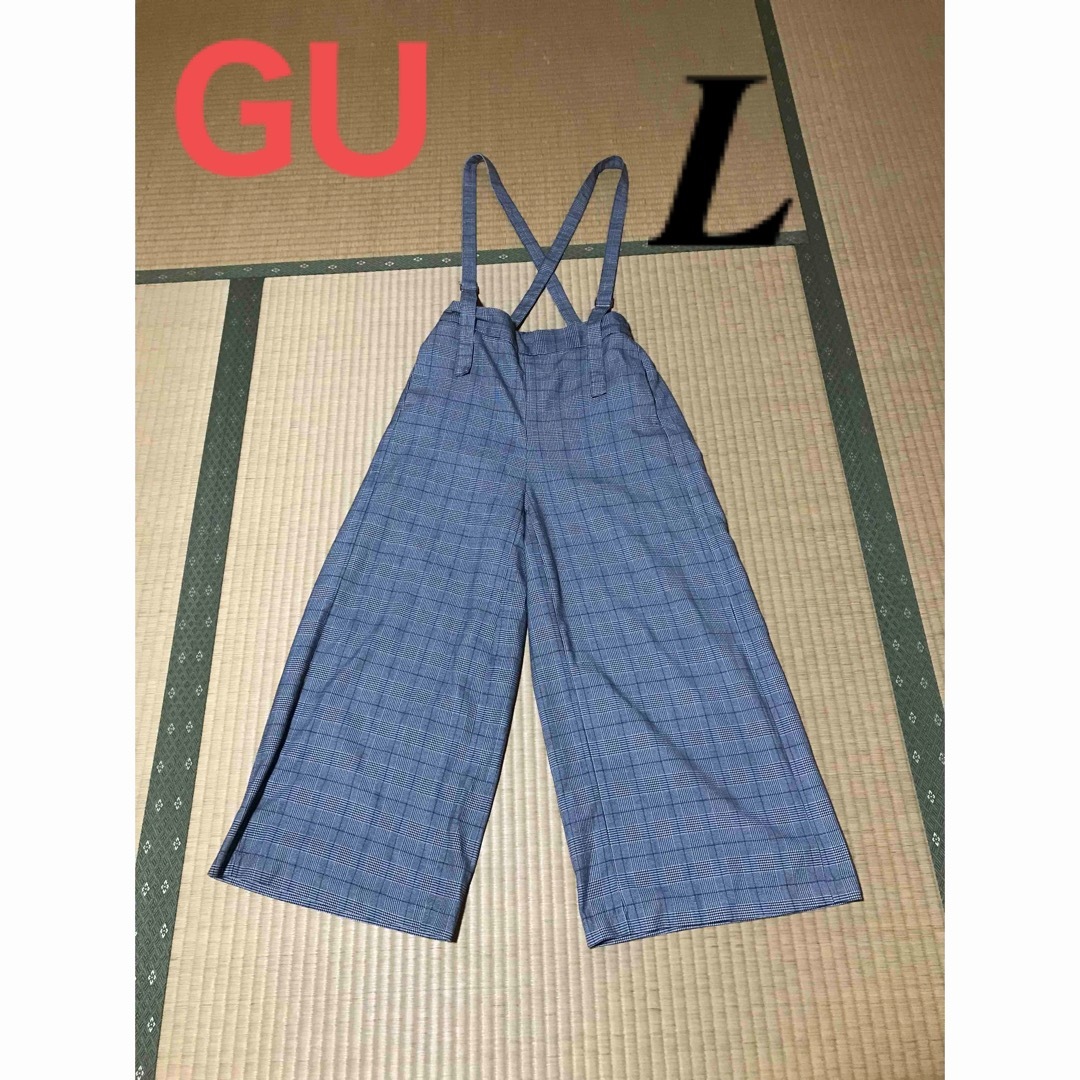 GU(ジーユー)のGU チェック柄ワイドパンツ　サロペット　オーバーオールL レディースのパンツ(サロペット/オーバーオール)の商品写真