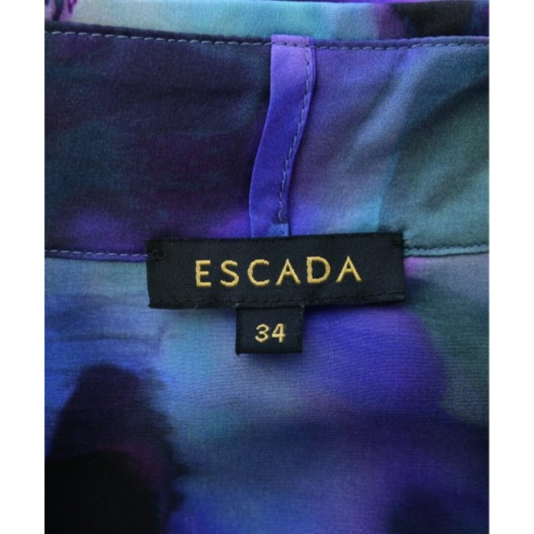 ESCADA(エスカーダ)のESCADA エスカーダ ブラウス 34(XXS位) 黒x水色x紫等(総柄) 【古着】【中古】 レディースのトップス(シャツ/ブラウス(長袖/七分))の商品写真