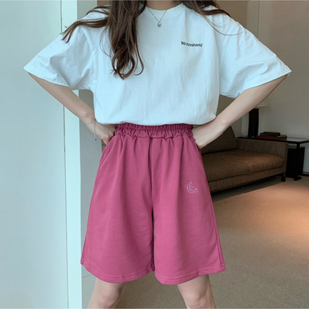 ハーフパンツ　レディース　ピンク　4XL　部屋着　ゆったり　ルームウェア　春夏 レディースのパンツ(ハーフパンツ)の商品写真