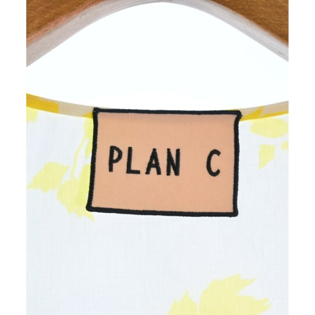 Plan C(プランシー)のPLAN C プランシー ブラウス 36(XS位) 白x黄(総柄) 【古着】【中古】 レディースのトップス(シャツ/ブラウス(長袖/七分))の商品写真