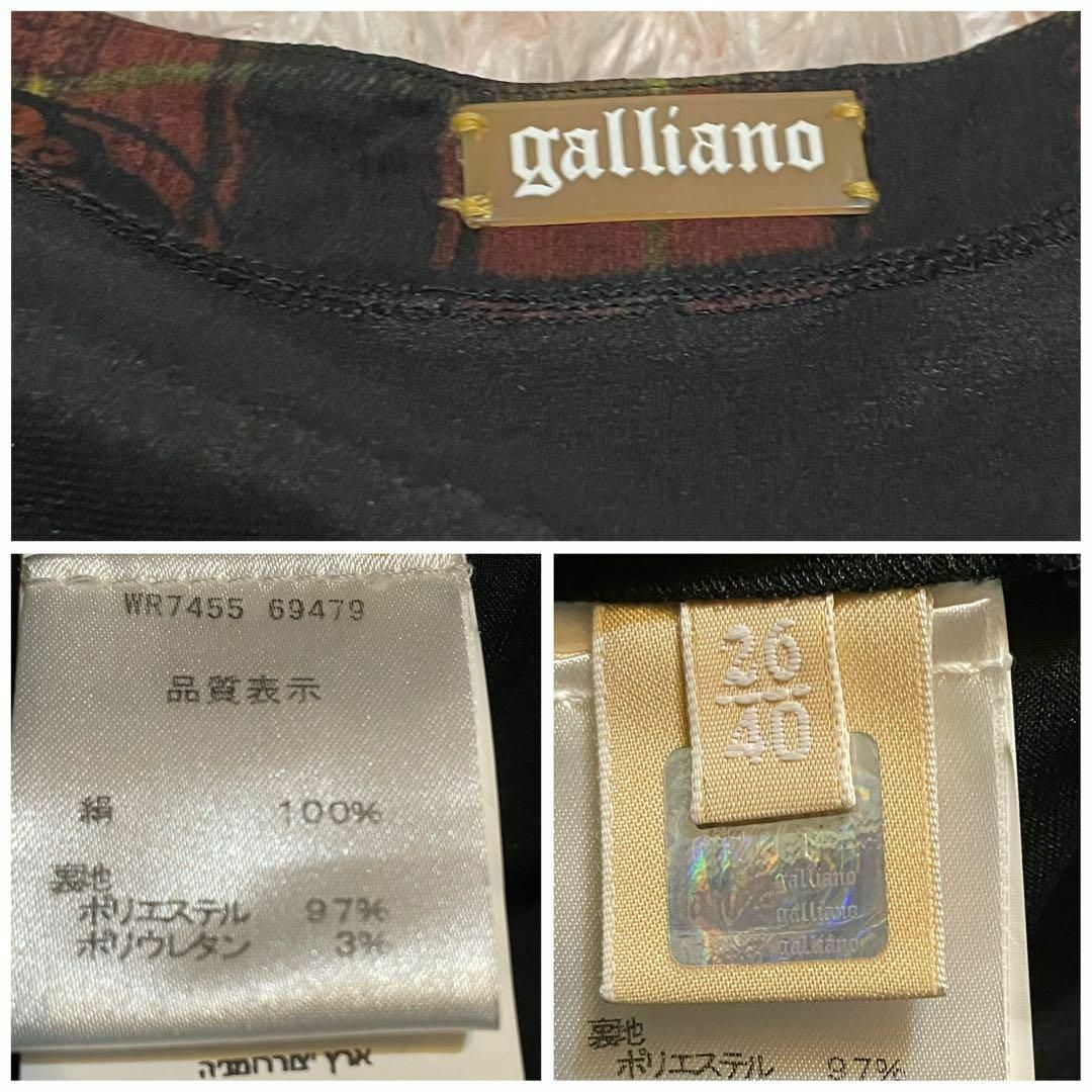 GALLIANO(ガリアーノ)のガリアーノ　チェック　花柄　ワンピース膝上丈　レディースM レディースのワンピース(その他)の商品写真