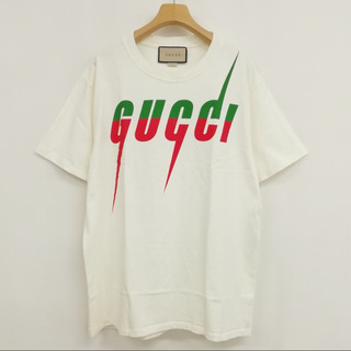 グッチ(Gucci)の565806 ブレード ロゴ プリント Tシャツ 美品 半袖 S オフホワイト(Tシャツ/カットソー(半袖/袖なし))