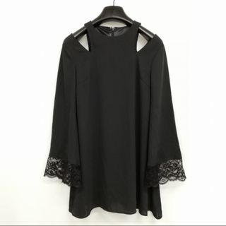 レディー(Rady)の肩あき レース デザイン ワンピース ミニ丈 美品 S ブラック(ミニワンピース)