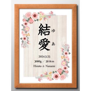 【命名書】花柄①8種類♡ニューボーンフォトお七夜出産誕生(命名紙)