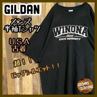 ギルダン メンズ 半袖 Tシャツ 黒 カレッジ ロゴ USA古着 90s(Tシャツ/カットソー(半袖/袖なし))