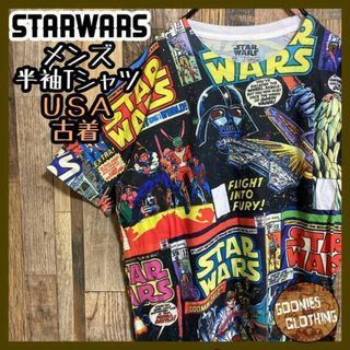 スターウォーズ アメコミ キャラクター 総柄 派手 Tシャツ USA古着 半袖(Tシャツ/カットソー(半袖/袖なし))