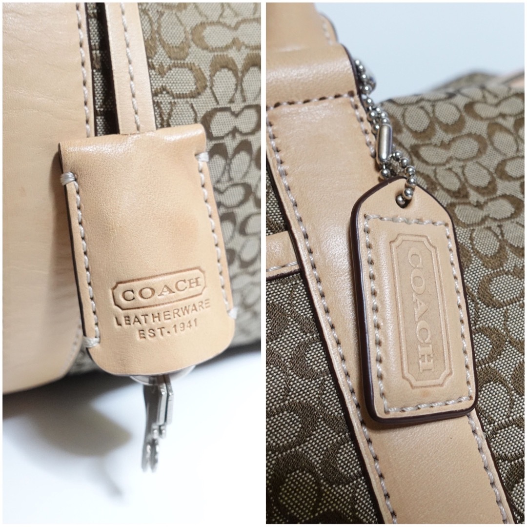 COACH(コーチ)の【美品】コーチ　ボストンバッグ　大容量　シグネチャー　ハンドバッグ　南京錠 レディースのバッグ(ボストンバッグ)の商品写真