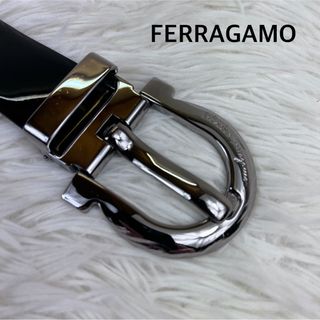 サルヴァトーレフェラガモ(Salvatore Ferragamo)の【良品】フェラガモ ベルト レザー　ブラック×シルバー(ベルト)