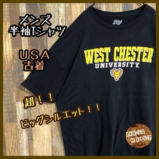 メンズ 半袖Tシャツ ビッグシルエット 黒 カレッジロゴ USA古着 90s(Tシャツ/カットソー(半袖/袖なし))