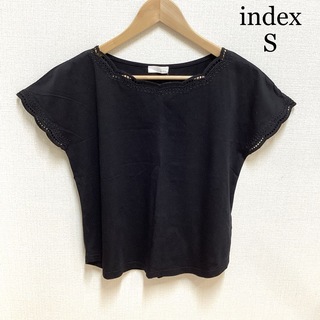 インデックス(INDEX)のインデックス　カットソー　黒　S(カットソー(半袖/袖なし))