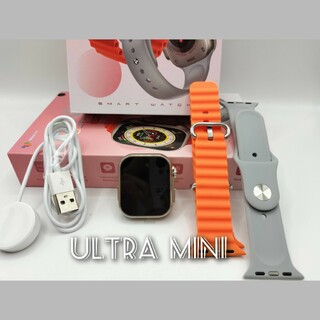 mini【体温・着信】スマートウォッチ(オレンジ)HW68 ULTRA mini(腕時計)