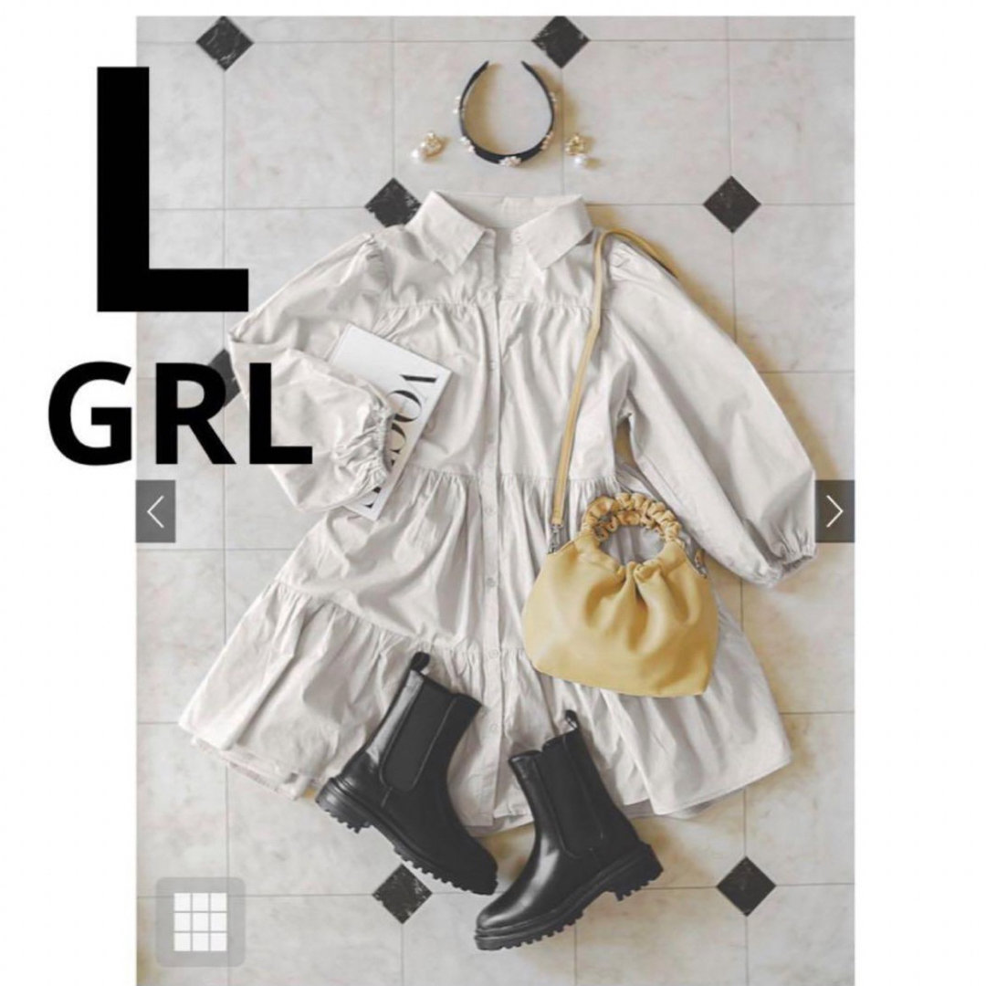 GRL(グレイル)の【美品】GRL グレイル　カッター　シャツ　ワンピース　ふりふり　量産型　L レディースのトップス(シャツ/ブラウス(長袖/七分))の商品写真