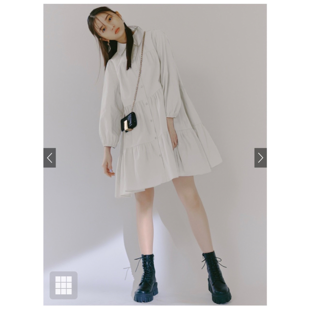 GRL(グレイル)の【美品】GRL グレイル　カッター　シャツ　ワンピース　ふりふり　量産型　L レディースのトップス(シャツ/ブラウス(長袖/七分))の商品写真