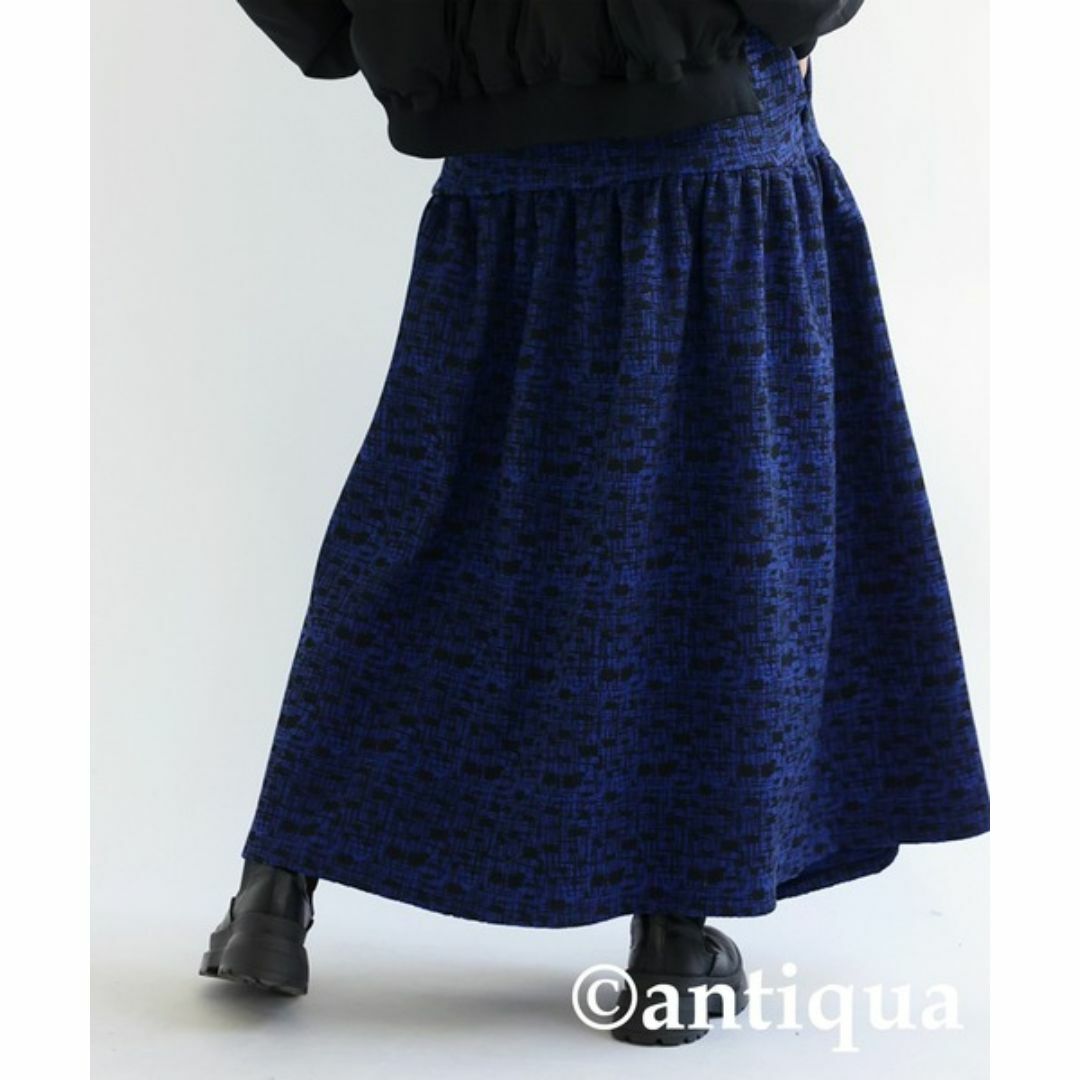 antiqua(アンティカ)の【antiqua】高級感 モード ジャガード フレア スカート【アンティカ】 レディースのスカート(ロングスカート)の商品写真