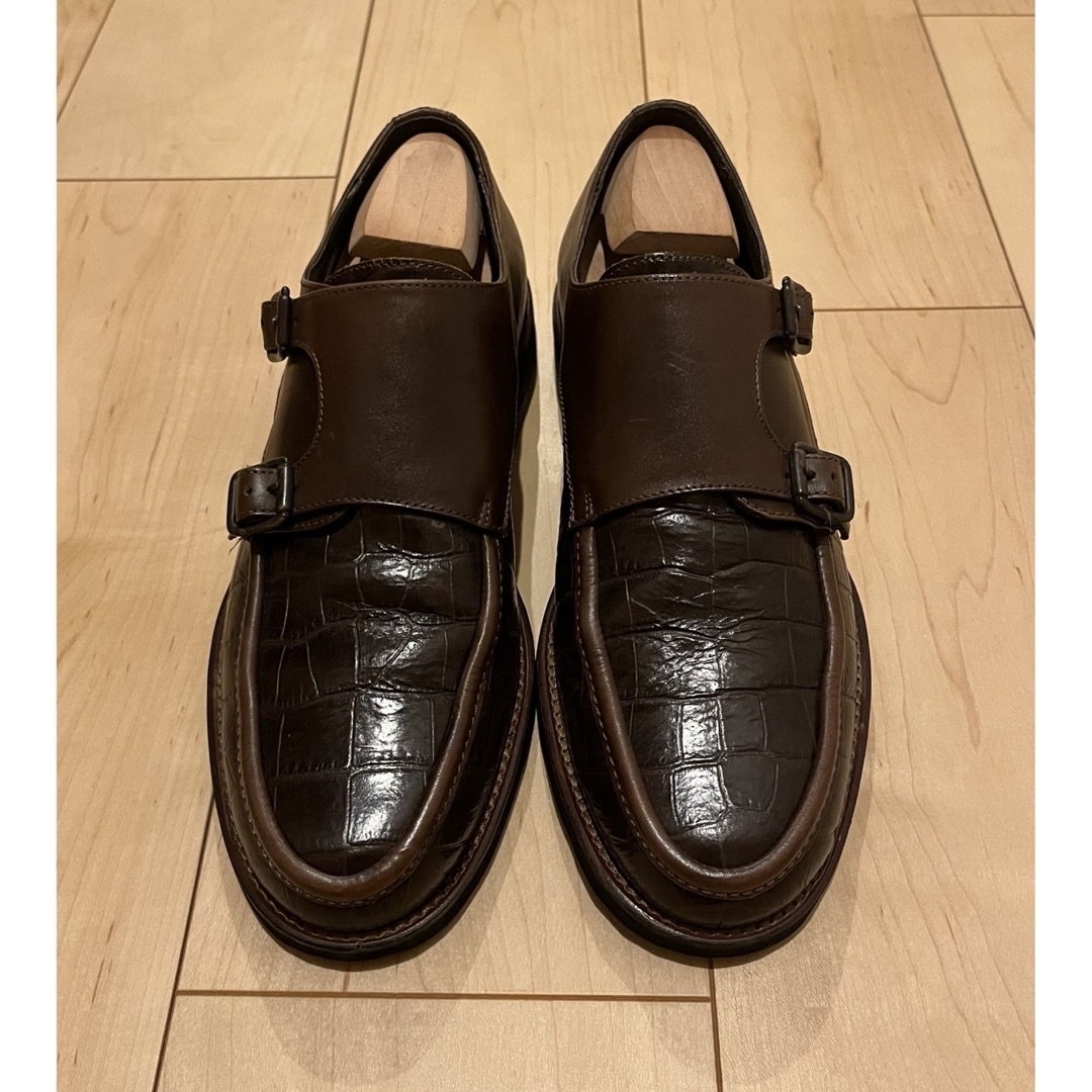 Paraboot(パラブーツ)の美品【カルツォレリア・トスカーナ】ダブルモンク 茶 Uチップ 25cm メンズの靴/シューズ(ドレス/ビジネス)の商品写真