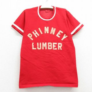 古着 ローリングス 半袖 ビンテージ Tシャツ キッズ ボーイズ 子供服 80年代 80s PHINNEY LUMBER クルーネック 赤他 レッド 24apr12(シャツ/カットソー)