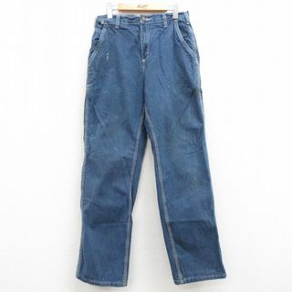 カーハートダブリューアイピー(Charhartt WIP)のW32★古着 カーハート Carhartt ジーンズ メンズ コットン 紺 ネイビー デニム 24apr12 中古 ボトムス ジーパン Gパン ロング パンツ(ワークパンツ/カーゴパンツ)