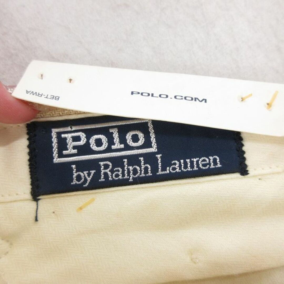 Ralph Lauren(ラルフローレン)のW34★古着 ラルフローレン Ralph Lauren ブランド スラックス パンツ メンズ 90年代 90s デッドストック リネン ベージュ カーキ 【spe】 24apr12 中古 ボトムス ロング メンズのパンツ(ワークパンツ/カーゴパンツ)の商品写真