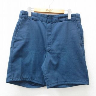 ディッキーズ(Dickies)のW34★古着 ディッキーズ Dickies ショート ワーク パンツ ショーツ メンズ 90年代 90s USA製 紺 ネイビー 24apr12 中古 ボトムス 短パン ショーパン(ワークパンツ/カーゴパンツ)