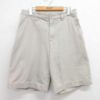 W32★古着 ショート パンツ ショーツ メンズ コットン 薄ベージュ カーキ 24apr12 中古 ボトムス 短パン ショーパン ハーフ(ワークパンツ/カーゴパンツ)