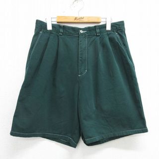 ギャップ(GAP)のW32★古着 ギャップ GAP ショート パンツ ショーツ メンズ 00年代 00s コットン 緑 グリーン 24apr12 中古 ボトムス 短パン ショーパン ハーフ(ワークパンツ/カーゴパンツ)