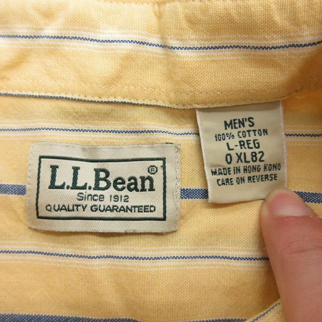 L.L.Bean(エルエルビーン)のXL★古着 エルエルビーン LLBEAN 半袖 シャツ メンズ 00年代 00s コットン ボタンダウン 黄他 イエロー ストライプ 24apr12 中古 トップス メンズのトップス(シャツ)の商品写真