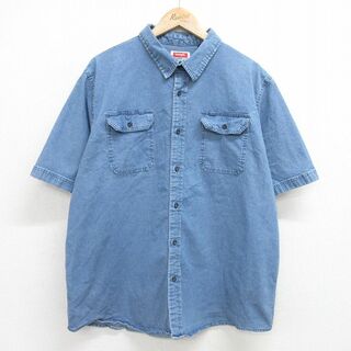 ラングラー(Wrangler)のXL★古着 ラングラー Wrangler 半袖 シャツ メンズ 大きいサイズ 紺 ネイビー デニム 24apr12 中古 トップス(シャツ)