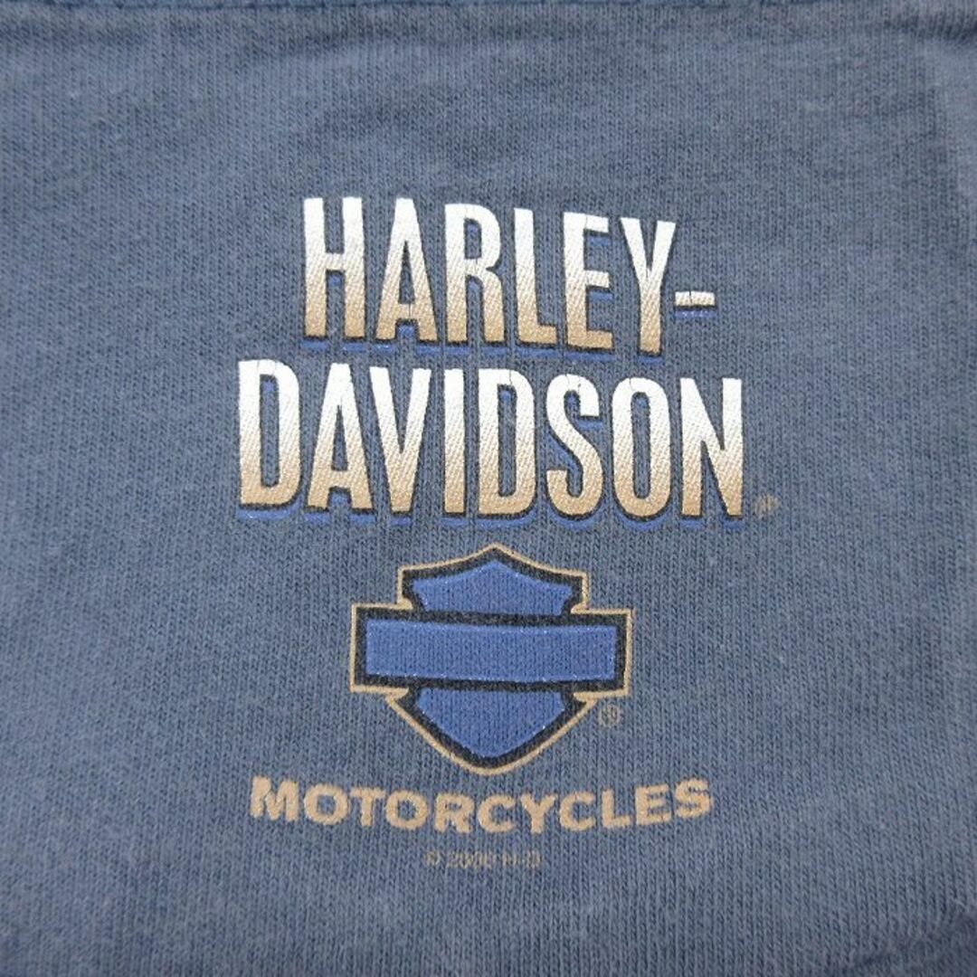 Harley Davidson(ハーレーダビッドソン)のXL★古着 ハーレーダビッドソン Harley Davidson 半袖 ビンテージ Tシャツ メンズ 00年代 00s ペンシルベニア 胸ポケット付き 大きいサイズ ロング丈 コットン ヘンリーネック USA製 薄紺 ネイビー 24apr12 中古 メンズのトップス(Tシャツ/カットソー(半袖/袖なし))の商品写真